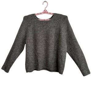 Express Gray Sweater L Conscious Edit Recycled Eco-Friendly Knit Academia Preppy